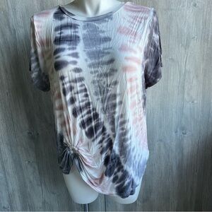 Wallflower Tie-Dye Short Sleeve Knot Front Top - Pink & Gray size 2x never worn